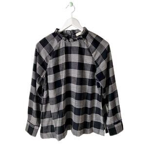 Loft Black And White Plaid Flannel Blouse Size Small